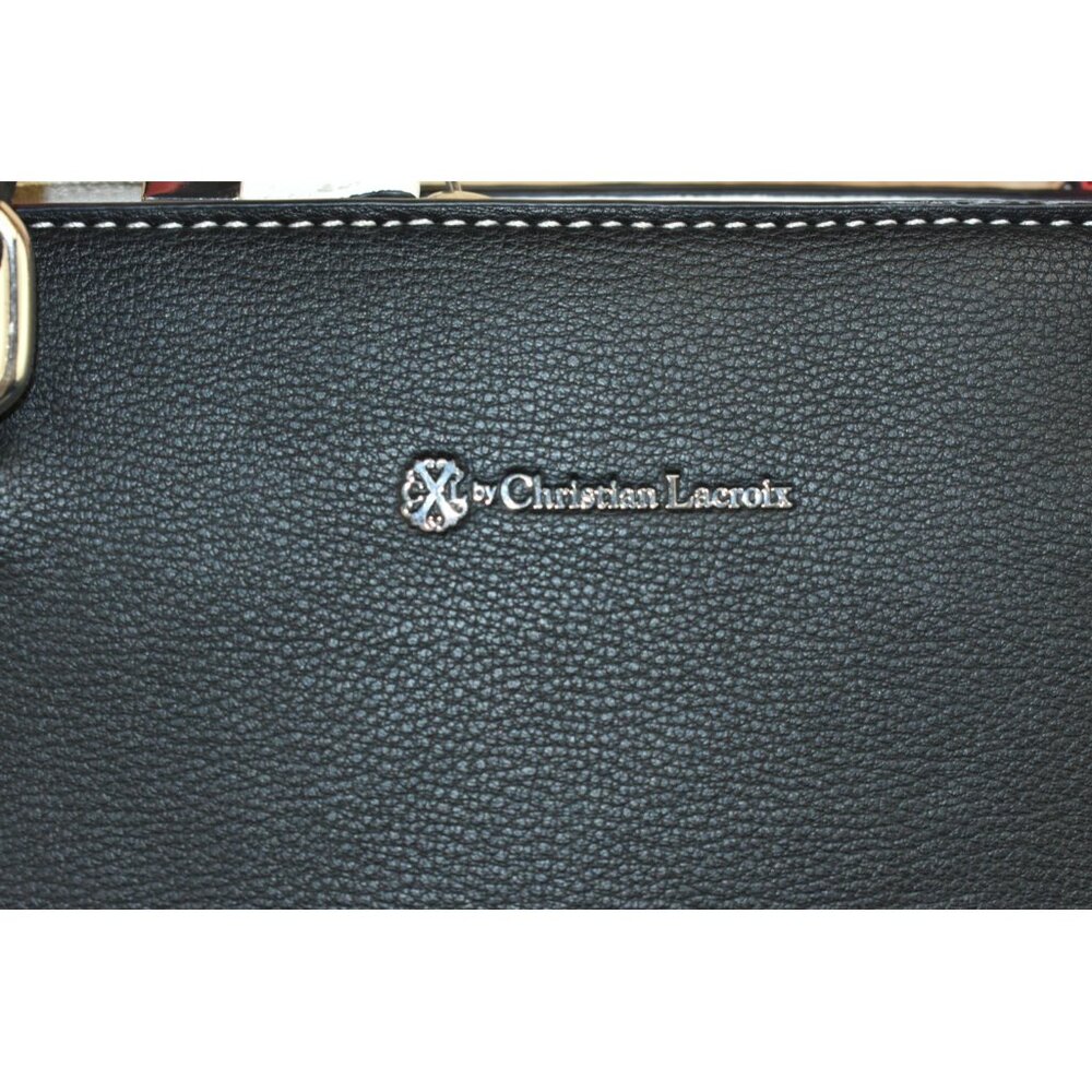 Christian Lacroix Women's Purse Black/White/Red Leather Tote Handbag -Flaws- - Picture 3 of 15